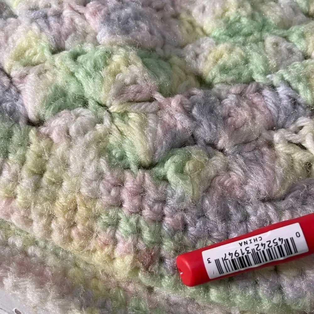 Vintage Crochet Pastel Multicolor Blanket Acrylic Throw Knit Crib Throw‎ Decor